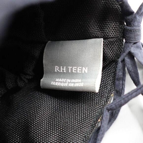 RH Teen Restoration Hardware Bucket Bag Small Black Gold Tone Allover Print - Picture 6 of 12